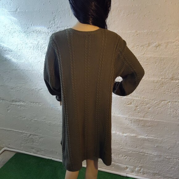 Jeanne Pierre Olive Green Long Sleeve Stretchy A-Line Midi Sweater Dress Size 1X - Picture 4 of 11